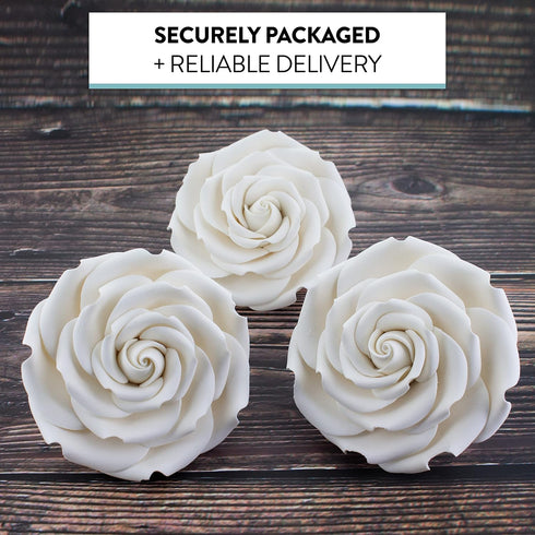 3 Inches, 3 Count Global Sugar Art Rebecca Rose Sugar Cake Flowers, White by Chef Alan Tetreault