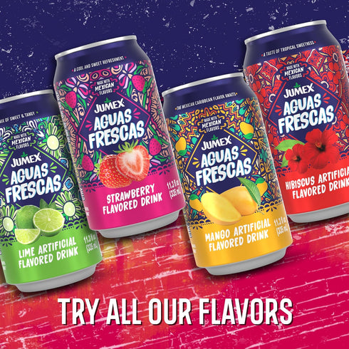 11.3oz, 24 Pack Jumex Aguas Frescas Hibiscus - Classic Mexican Soft Drinks - Hibiscus Drink for Cocktail Mixers