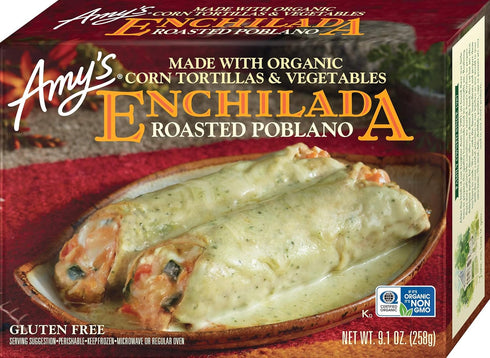 Amy's Frozen Meals, Roasted Poblano Enchilada Entree, Gluten Free, 9.1 oz.