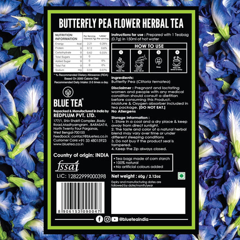 2.11 Oz (150+ Pack BLUE TEA - Butterfly Pea Flower Tea - Cups) | Antioxidant Rich | Chemical Free - Herbal Tea