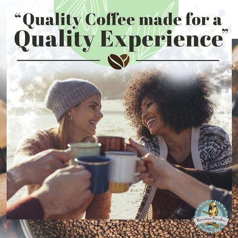 10% 24oz. 100% Hawaiian Paradise Coffee Kona Roast Whole Bean Bag - Premium Rich Flavored Bold Signature Brewed Arabica