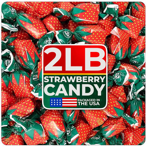 Strawberry Hard Candy Individually Wrapped by Cambie, 2 lbs of Strawberry Candy