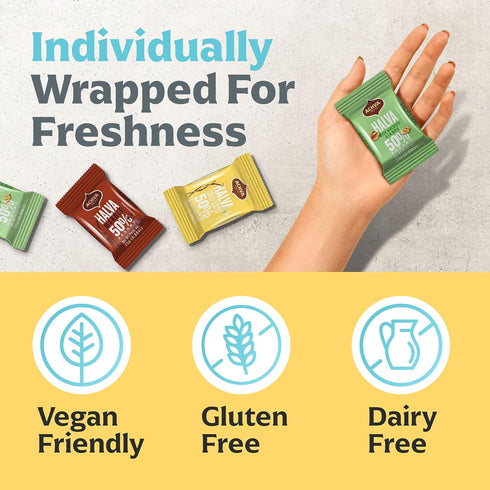 Pack 25 (2 Pack) Variety of Halvah Marble, Vanilla, and Walnut Israel Candy Bars Vegan-Friendly, Certified Kosher