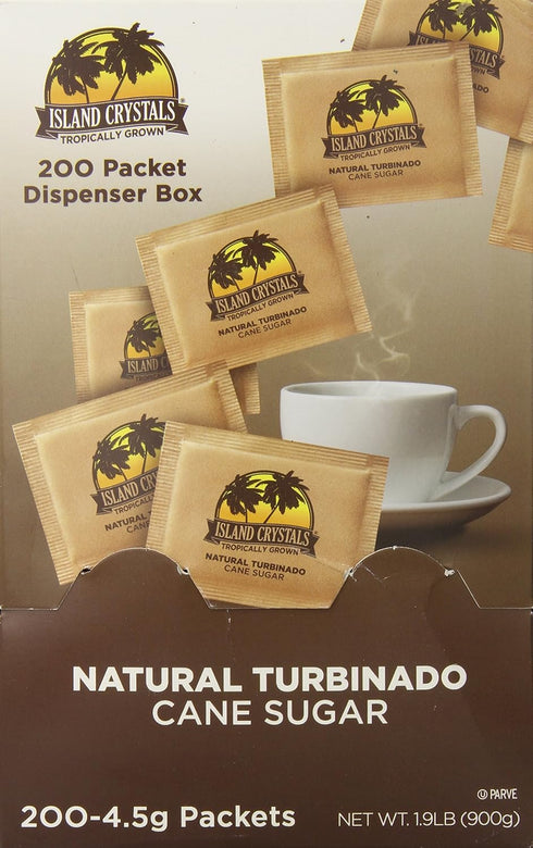 Island Crystals Cane Sugar, Natural Turbinado, 4.67 Ounce