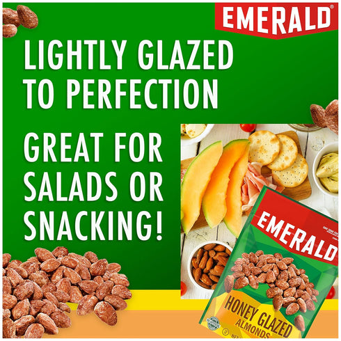 (1-Pack), 5.5oz Emerald Nuts Honey Glazed Almonds Resealable Bag, Kosher Dairy Certified, Non-GMO, Contains No