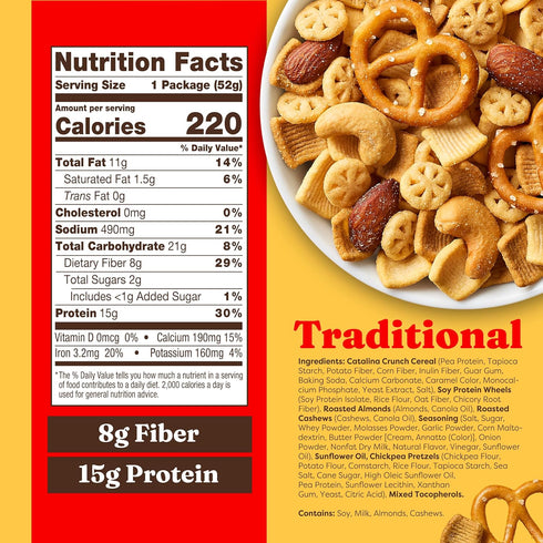 15g 2g 1.85 oz (Pack 12) Catalina Crunch Protein Grab & Go Snack Mix | Protein, Sugar per Pouch | Good Source of Fiber