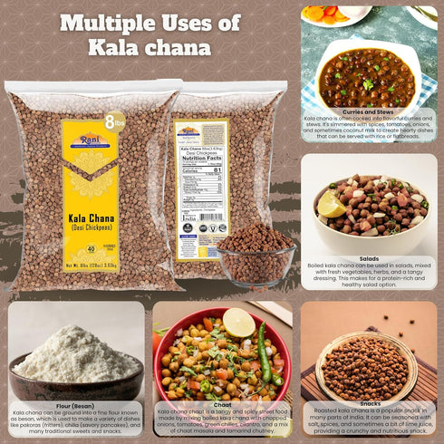 128oz (8lbs) 3.63kg Rani Kala Chana (Desi Chickpeas Chana with skin) Bulk ~ All Natural | Gluten Friendly | NON-GMO |