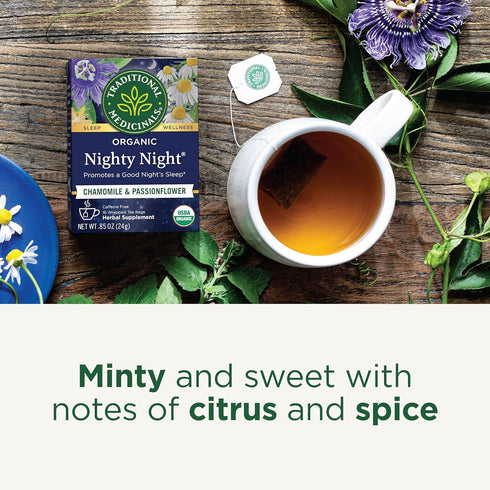 16 Traditional Medicinals Organic, Nighty Night Tea, Chamomile & Passionflower - Herbal Sleep Aid Teas - Kosher