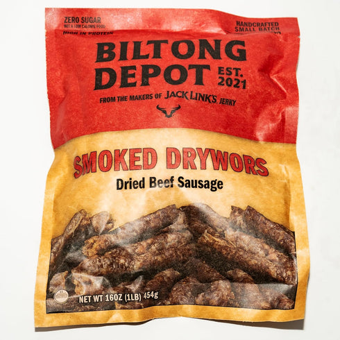 1 lb (16oz) Biltong Depot Smoked Drywors - | South African Air-Dried Beef Snack Sticks | High Protein | Keto and Paleo