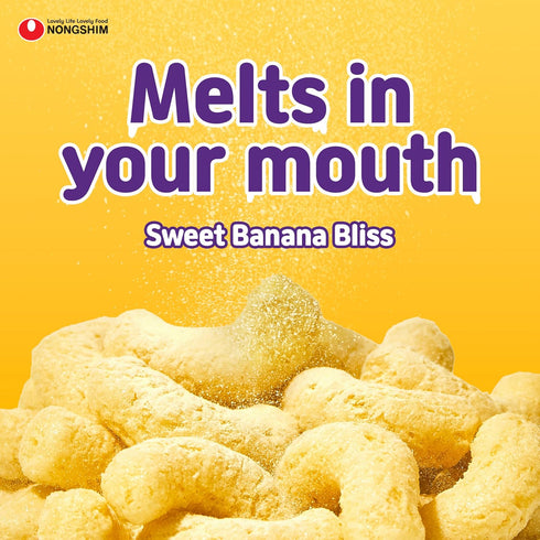 1.58 oz (Pack 20) Nongshim Banana Kick Puff Snack - Crispy Corn Puff with Banana Flavor, Soft and Sweet Fruit Snack