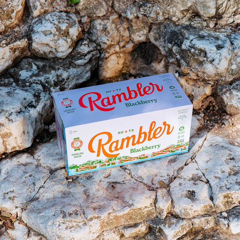12-Ounce 8-Packs (24 AUTX RAMBLER Sparkling Water, Texas Limestone Mineral Blend, Blackberry Flavor, Cans, Three Cans)