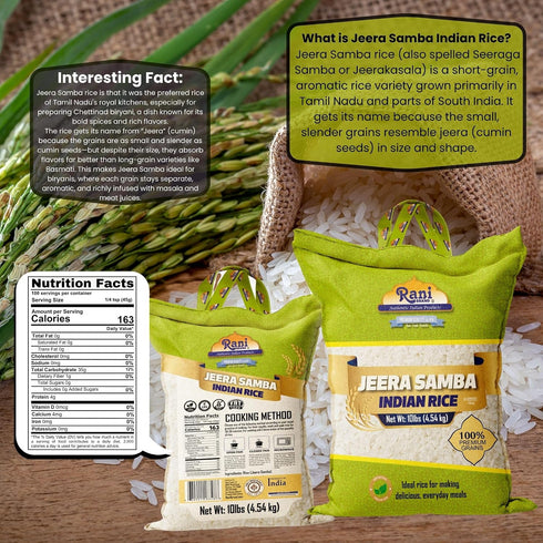 160oz (10lbs) 4.54kg Rani Jeera Samba Indian Rice Cloth Bag ~ All Natural | Gluten Friendly | Vegan | Kosher | Export
