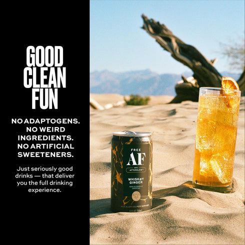 8.4 oz (12-Pack) AF Drinks Non-Alcoholic Whiskey Ginger | Alcohol Alternative Sparkling Cocktails with AFTERGLOW