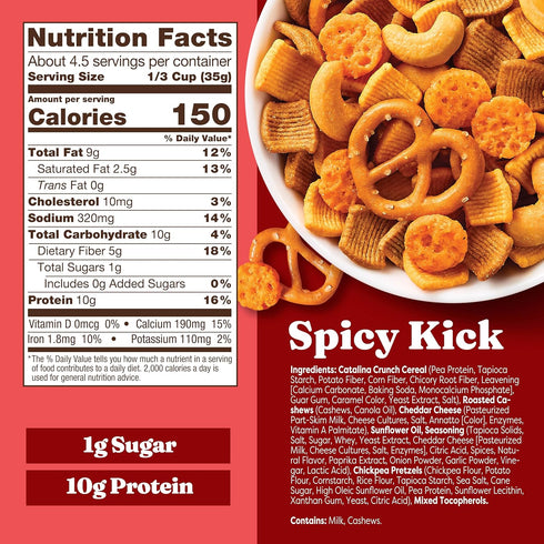 10g 1g 5.25 (Pack 5) Packaging Catalina Crunch Protein Snack Mix with Cheese Crisps | Protein, Sugar per Serving | Good