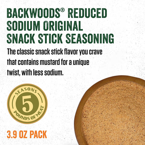 5 3.9 Packet Packet LEM Products Backwoods Reduced Sodium Original Snack Stick Seasoning, Ideal for Wild Game
