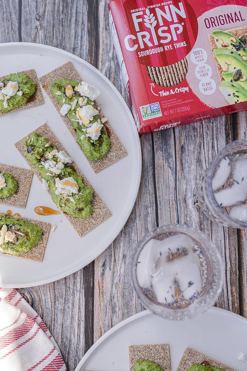 Finn Crisps Original Rye Crispbread 7oz | Authentic Finnish Sourdough | Thin, Crispy Whole Grain Rye Crackers