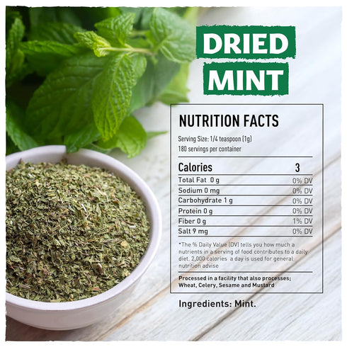 6.3oz, Seasoning,%100 Eastanbul Dried Mint, Dried Mint for Cooking, Peppermint Leaves, Perfect for Tea Loose Leaf