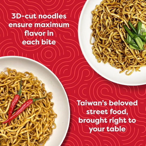 12 Packs, A-Sha Meteor Noodle with Danzai Sauce, Gourmet Asian Taiwanese Healthy Instant Ramen Noodles