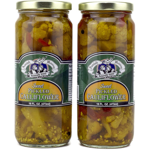 Amish Wedding Sweet Pickled Cauliflower, 16 oz Glass Jars (2 Jars)