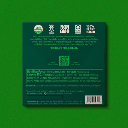 75% (10 pack) (2.1oz TCHO Dark Duo Dark Chocolate Bars | Plant Based, Organic & Fair Trade | Non GMO, Non-Dairy, Vegan