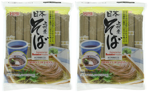 Hime Pack 25.40 (Pack 2) Twin Dried Buckwheat Soba Noodles, Ounce