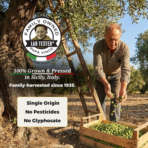 2024/25, Papa Vince Hydroxytyrosol Lab-Verified Olive Oil - Drinking EVOO, Fresh Taste, High in Polyphenols, First Cold