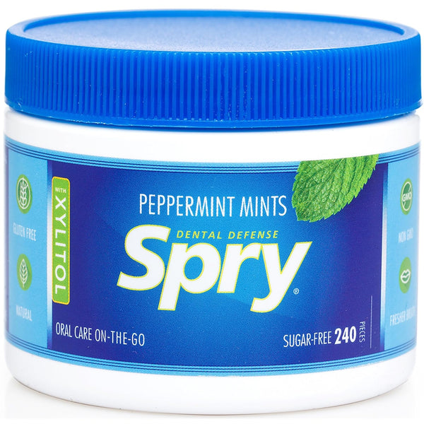 Spry Xylitol Peppermint Sugar Free Candy, 240 Count (Pack of 1) - Promote Oral Health & Stop Bad Breath
