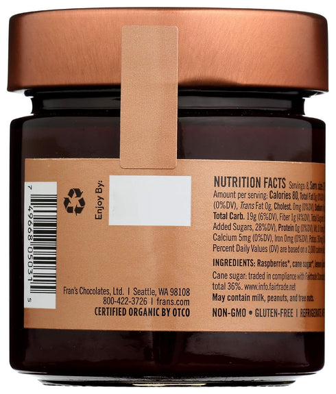 Frans Chocolates 9.4 OZ Organic Raspberry Sauce