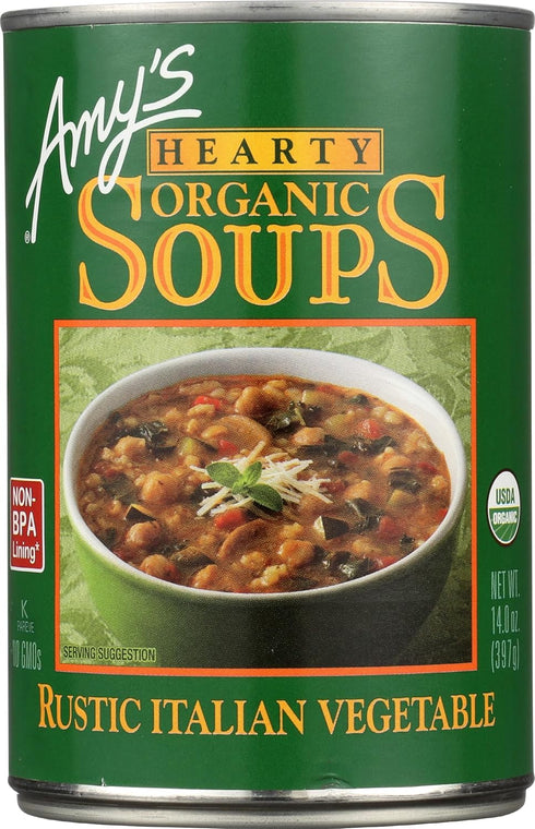 Amys Soup, Vegan Hearty Rustic Italian Vegetable Soup, Gluten Free, Made With