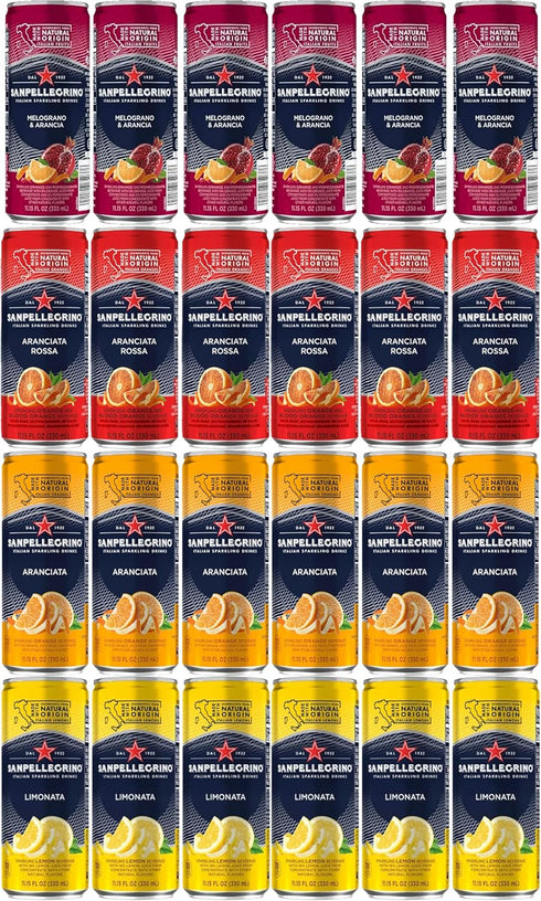 San Pellegrino Sparkling Water Variety- 4 Flavors 24 Pack 6 Cans of