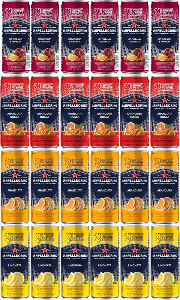 San Pellegrino Sparkling Water Variety- 4 Flavors 24 Pack 6 Cans of