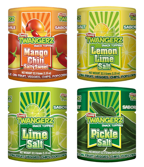 Twang Twangerz Flavored Salt Snack Topping - Lime, Lemon Lime, Mango Chili
