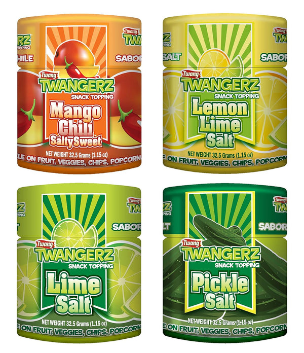 Twang Twangerz Flavored Salt Snack Topping - Lime, Lemon Lime, Mango Chili