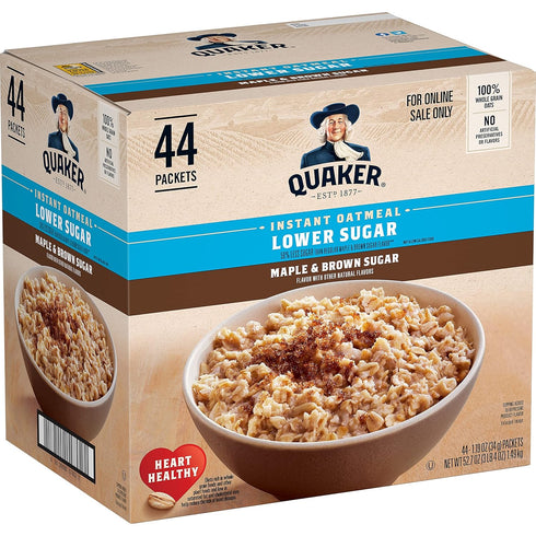 Quaker Instant Oatmeal Lower Sugar, Maple & Brown Sugar, 1.19 Oz, Pack