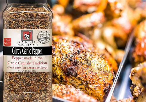 1 lb. 2 oz. Garlic Festival Black Pepper & Garlic Seasoning Net Wt.