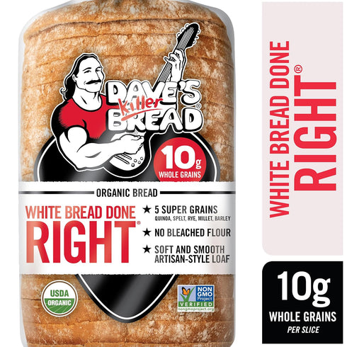 24 oz Dave's Killer Bread White Bread Done Right, Artisan-Style Organic White Bread, Loaf
