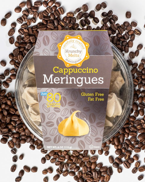 Krunchy Melts Original Meringue Cookies | Cappuccino Flavor | 80 Calories Per Serving | Fat Free, Gluten Free, Dairy