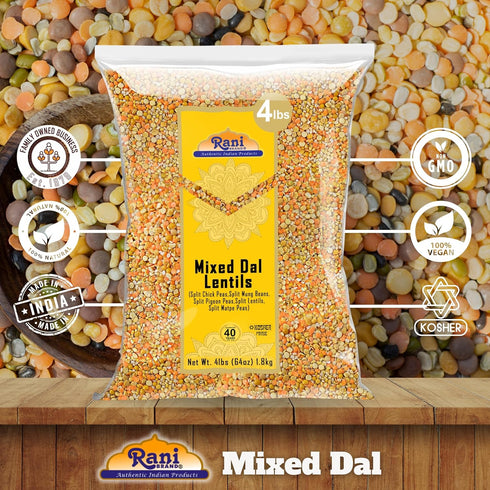 64oz (4lbs) 1.81kg Rani Mixed Dal (Chana Dal, Moong Dal, Toor Dal, Masoor Dal, Urad Dal) Bulk ~ All Natural | Gluten