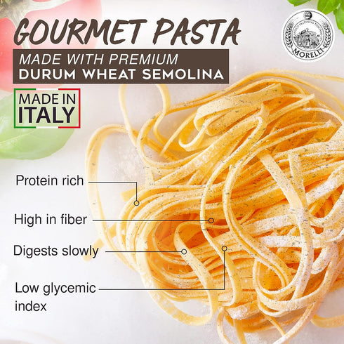 8.8 oz (Pack 2) Morelli Organic Lemon Pepper Linguine Pasta with Wheat Germ, Imported from Italy, Naturally Flavored