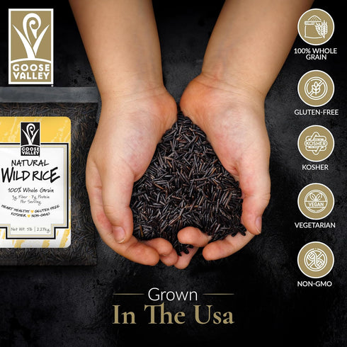 GOOSE VALLEY 5 lbs Natural Wild Rice - Family Reserve - Variety of Jumbo High Fiber and High Protein Whole Grain Rice
