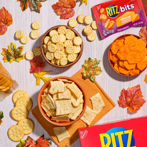 12 Packs RITZ Bits Cheese Sandwich Crackers, Lunch Snacks, Snack