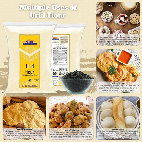 28oz (1.75lbs) 800g Rani Urid/Urad Flour (Black Matpe Beans Flour) ~ All Natural | Vegan | Gluten Friendly | NON-GMO |