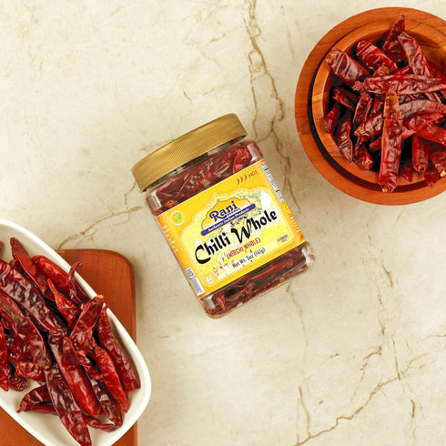Rani Chilli Whole (Lal Mirch Sabut), 5oz (141g) PET Jar - All Natural, Vegan, Gluten Friendly
