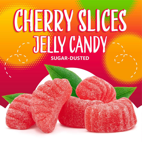 2 Cherry Slices Jelly Candy | Pound Bag | Soft Sugar Dusted Fruit Slices with Classic Cherry Flavor | Fruit Jellies