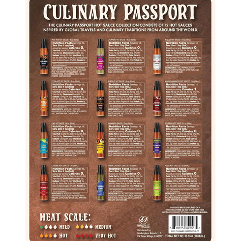 Pack 12 Set Culinary Passport Ultimate Hot Sauce Variety - Hot Sauce Bottles Gift