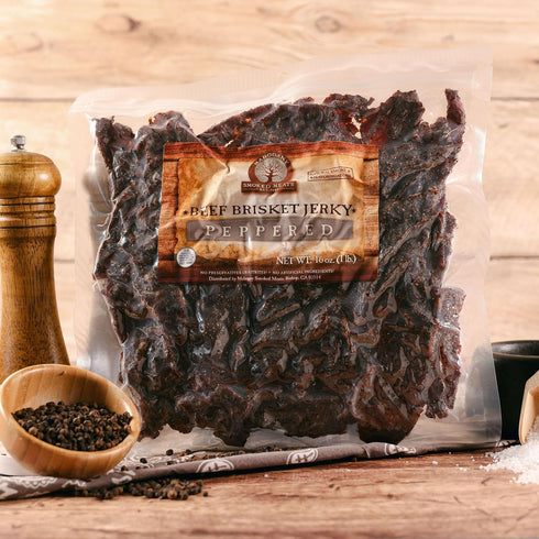 16oz Mahogany Smoked Meats: Peppered Brisket Jerky