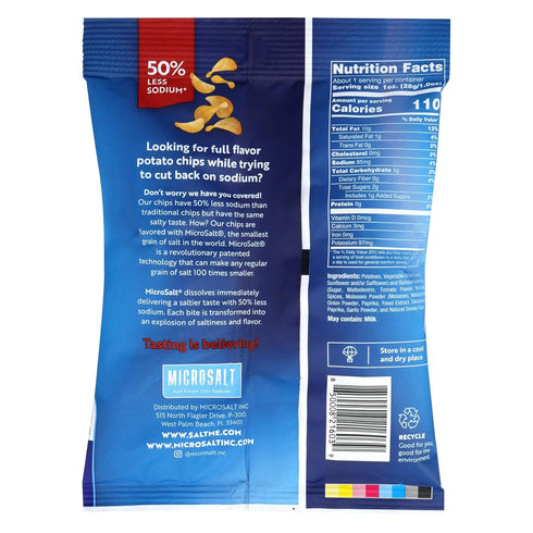24 count 1oz 50% SaltMe! Variety Potato Chips - Bags - Less Sodium, Kosher, Non-GMO, Gluten Free - Less Salt, Great