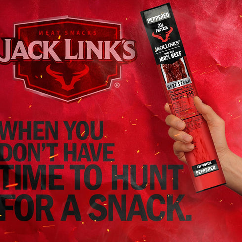 23g 100% (12 Pack) 2 oz Jack Link's Peppered Beef Steaks - Ready to Eat Real Meat Protein Snacks - Protein per Serving