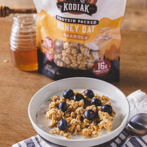 100% (Pack 5 Kodiak Cakes Granola, Honey Oat, High Protein, Whole Grains of pouches)