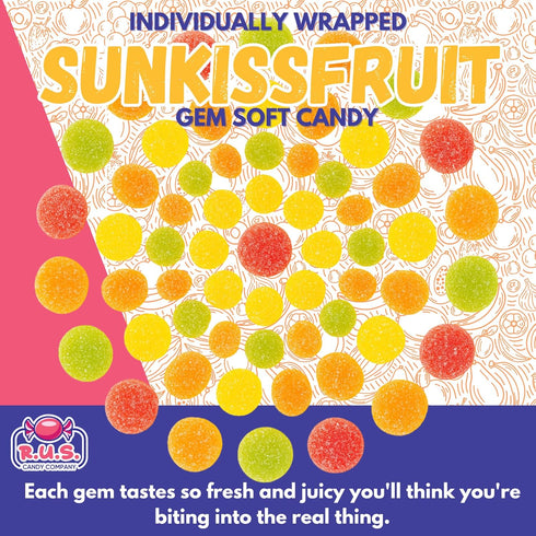 2 (2 SunkissFruit Gems, Pound Bulk Bag, Fruit Gems, Soft Candy Individually Wrapped Pound)